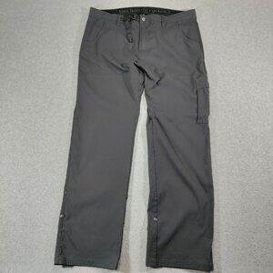 Prana Pants Mens 38x30 Gray Stretch Zion Original Cargo Stretch Nylon Hiking